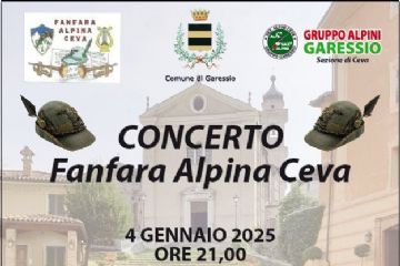 immagine: sullo sfondo c'è Chiesa San Giovanni
Sabato 4 gennaio 2025, alle ore 21,00, nella Chiesa di San Giovanni, nel Borgo Medievale di Garessio, appuntamento con il concerto della Fanfara Alpina di Ceva.