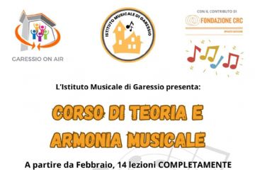 Nell'ambito del progetto Garessio On Air l'Istituto Musicale di Garessio presenta un corso di teoria e armonia musicale, a partire da febbraio, 14 lezioni completamente gratuite tenute dal docente Filippo Uberti. Cosa imparerai in questo corso?
- gli intervalli
- come si creano gli accordi
- le principali scale
- armonizzazione della scala maggiore e minore e minore altro....
Contatti:
mail: istitutomusicale.garessio@gmail.com
instagram: isituto_musicale_garessio
Edoardo: 3487160013 - Filippo 3665370592
Dove: Villa Gobbi, Via al Santuario, 2 - Garessio