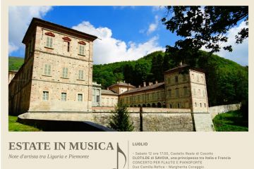 immagine: Castello di Casotto
Nei mesi di luglio ed agosto nel Castello di Casotto e nelle Chiese di Garessio, in collaborazione con il FestivALcontrario,  si svolgerà la rassegna "Estate in musica".

-  Sabato 12 luglio ore 17,00 presso Castello Reale di Casotto
   CLOTILDE DI SAVOIA , una principessa tra Italia e Francia
   Concerto per flauto e pianoforte
   Duo Camilla Refice - Margherita Coraggio
- Sabato 18 luglio ore 17,00 Castello di Casotto
   Fairy Tales, concerto per clarinetto, viola e pianoforte
   Trio Eccedente - Luca Sciri, Luca Soi, Anita Frumento
-  Giovedì 24 luglio ore 21,00 Santuario di Valsorda
   Recital del M° Juan Paradell Sole
   Concerto d'organo
-  Sabato 26 luglio ore 17,00 Castello di Casotto
   Eklettica, concerto pop e canzoni d'autore
   Kiki Orsi & Mario Zaccagnini
-  Giovedì 31 luglio ore 21,00 Chiesa di S. Giovanni
   Contre le temps, concerto di musica antica
   Ensemble 400 - Voci e strumenti
-  Venerdì 1 agosto ore 17,00 Castello di Casotto
   Concerto vocale tra antico e contemporaneo
   Ring Around Roses, ensemble femminile
- Domenica 31 agosto ore 21,00 Santuario di Valsorda
  Concerto per organo e voci
  Bartolomé Segui Campins organo, Ring around ensemble vocale
  in collaborazione con Nuovi percorsi - Rapallo Musica