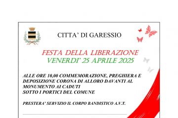 Venerdì 25 aprile 2025 alle 10,00 si svolgeranno la commemorazione, la preghiera e la deposizione corona di alloro davanti al Monumento ai Caduti sotto i portici del Comune
Presterà servizio il Corpo Bandistico Alta Val Tanaro
Alle 11,00 si svolgerà la commemorazione al Cippo della Resistenza nei Boschetti di Borgoratto.
La cittadinanza tutta è invitata.
