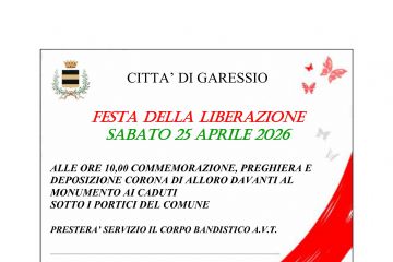 Sabato 25 aprile 2026 alle ore 10,00 si svolgerà la commemorazione, la preghiera e la deposizione della corona di alloro davanti al Monumento ai Caduti sotto i portici del Comune.
Presterà servizio il Corpo Bandistico Alta Val Tanaro
Alle ore 11,00 si terrà la commemorazione al Cippo della Resistenza nei Boschetti di Borgoratto.
Sabato 25 e domenica 26 aprile, presso l'Ufficio Turistico di Garessio, dalle ore 10,00 alle 12,00 e dalle 15,00 alle 17,00, si terrà la mostra  riguardante alcune storie di Parroci durante la resistenza dell'Alta Val Tanaro e dintorni.
Ingresso gratuito

